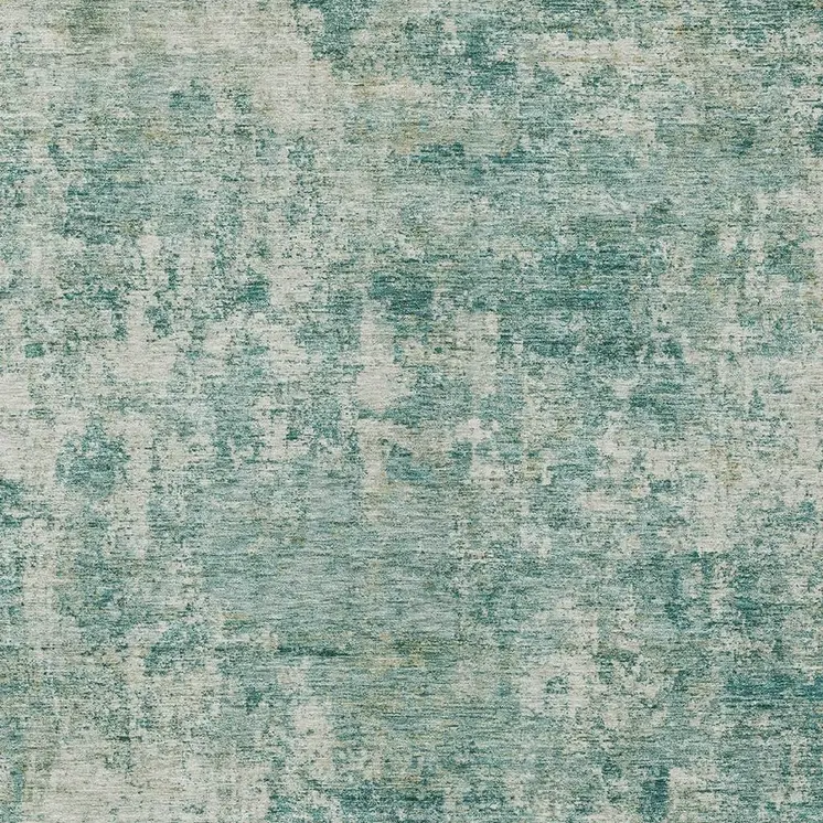 5' X 8' Teal Blue And Beige Abstract Washable Indoor Outdoor Area Rug