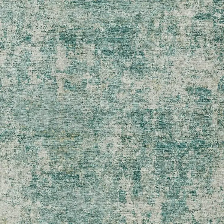 5' X 8' Teal Blue And Beige Abstract Washable Indoor Outdoor Area Rug