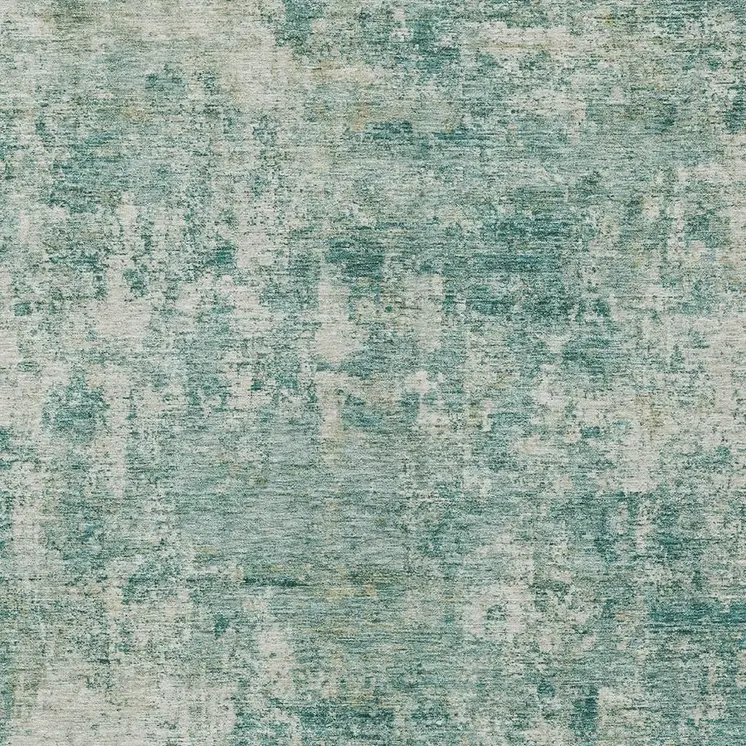 8' X 10' Teal Blue And Beige Abstract Washable Indoor Outdoor Area Rug