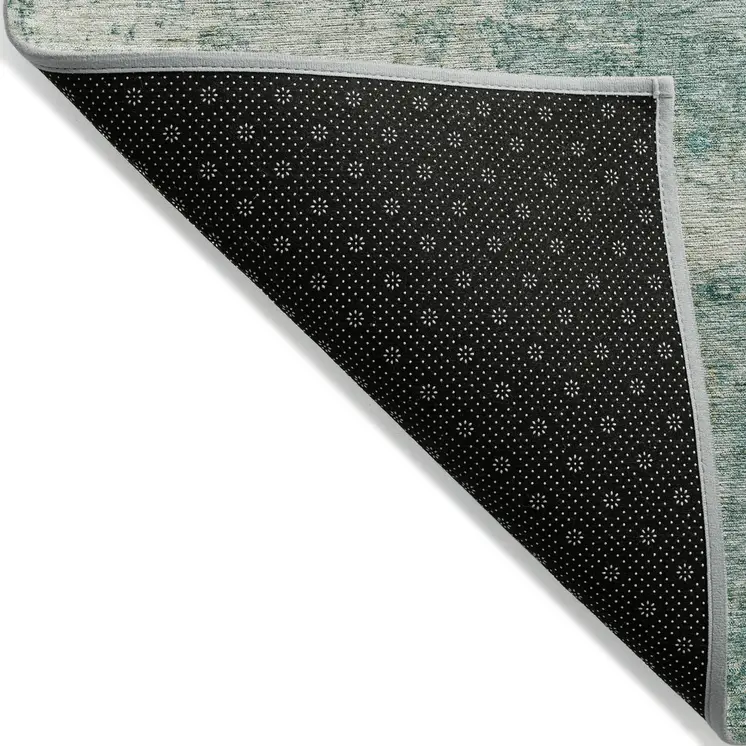 8' X 10' Teal Blue And Beige Abstract Washable Indoor Outdoor Area Rug