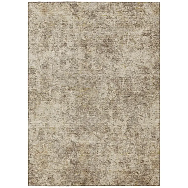 5' X 8' Taupe And Beige Abstract Washable Indoor Outdoor Area Rug