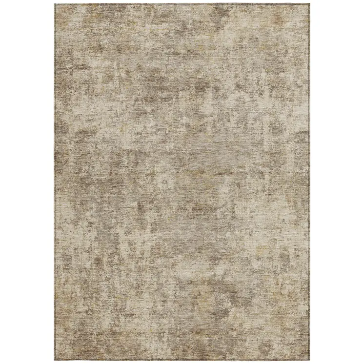 9' X 12' Taupe And Beige Abstract Washable Indoor Outdoor Area Rug
