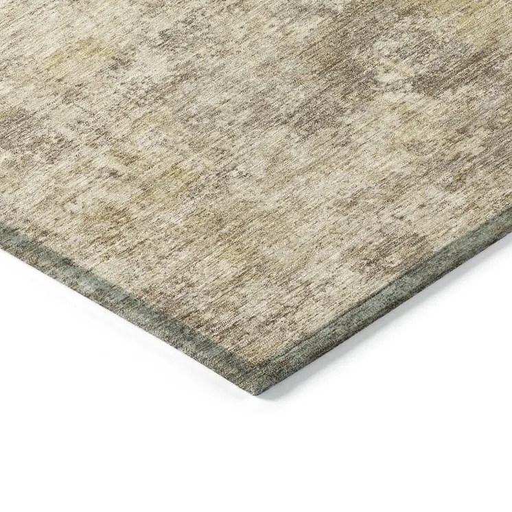 9' X 12' Taupe And Beige Abstract Washable Indoor Outdoor Area Rug