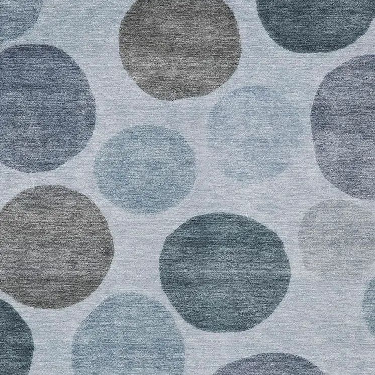 3' X 5' Blue And Gray Geometric Washable Indoor Outdoor Area Rug