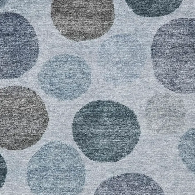 5' X 8' Blue And Gray Geometric Washable Indoor Outdoor Area Rug