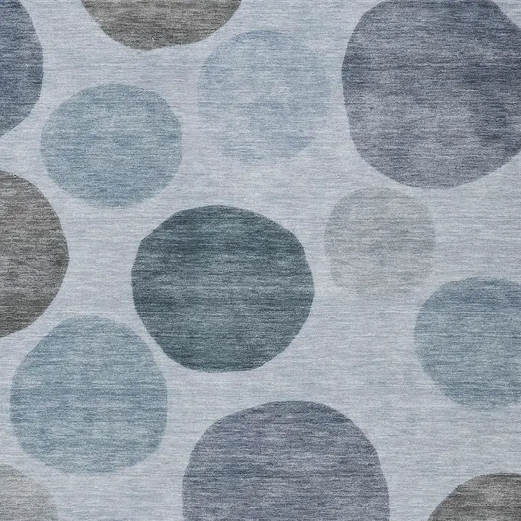 9' X 12' Blue And Gray Geometric Washable Indoor Outdoor Area Rug