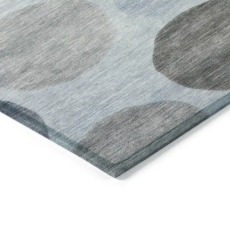9' X 12' Blue And Gray Geometric Washable Indoor Outdoor Area Rug