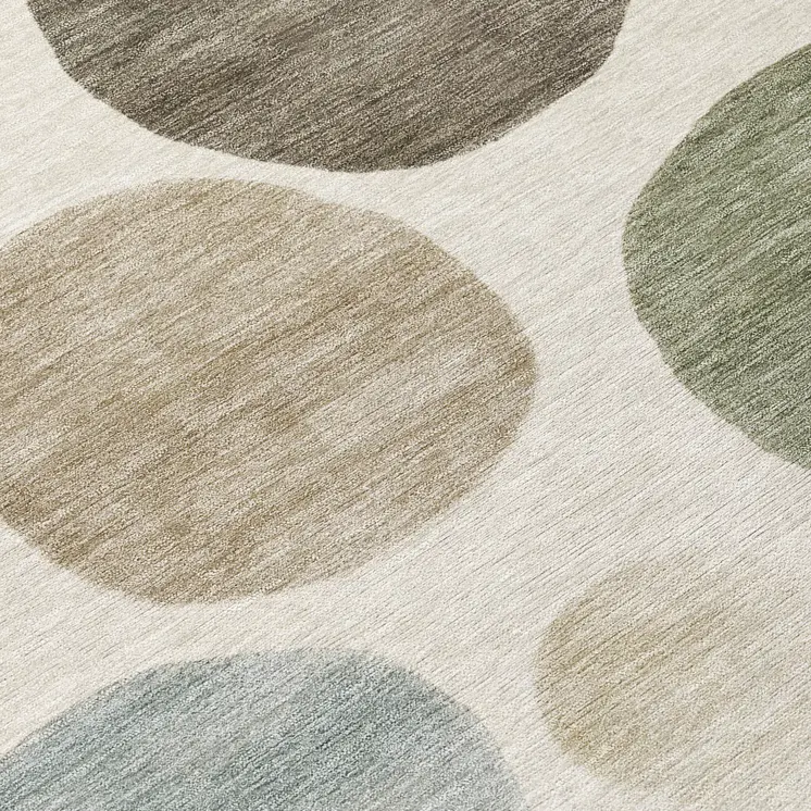 8' Ivory Fern Green And Teal Blue Round Geometric Washable Indoor Outdoor Area Rug