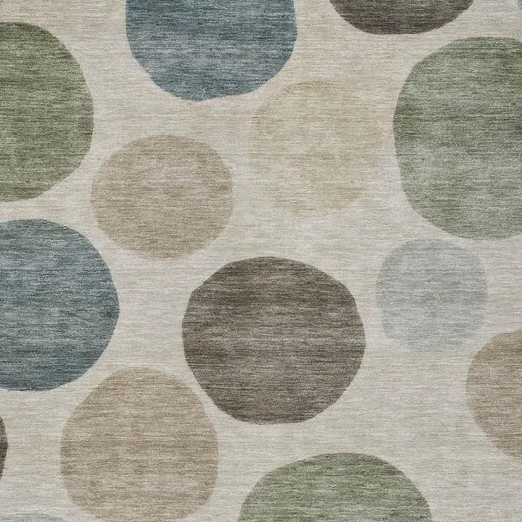 3' X 5' Khaki Fern Green And Teal Blue Geometric Washable Indoor Outdoor Area Rug