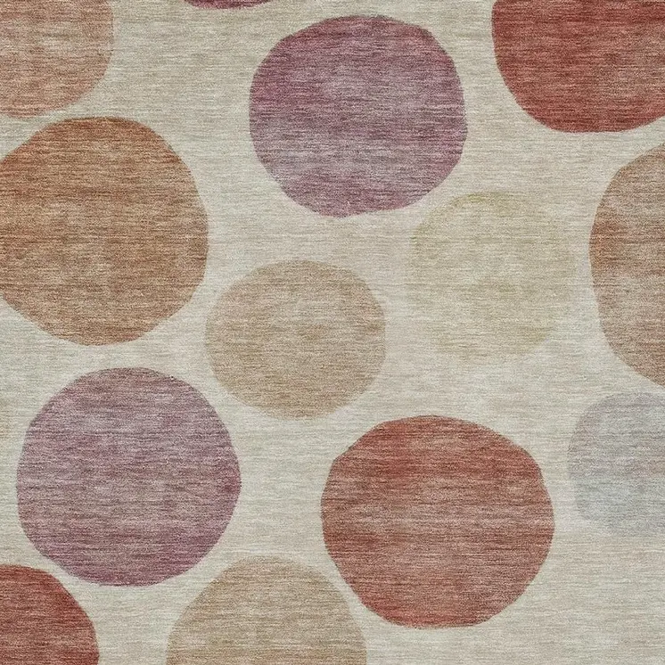 3' X 5' Salmon Ivory And Mauve Geometric Washable Indoor Outdoor Area Rug