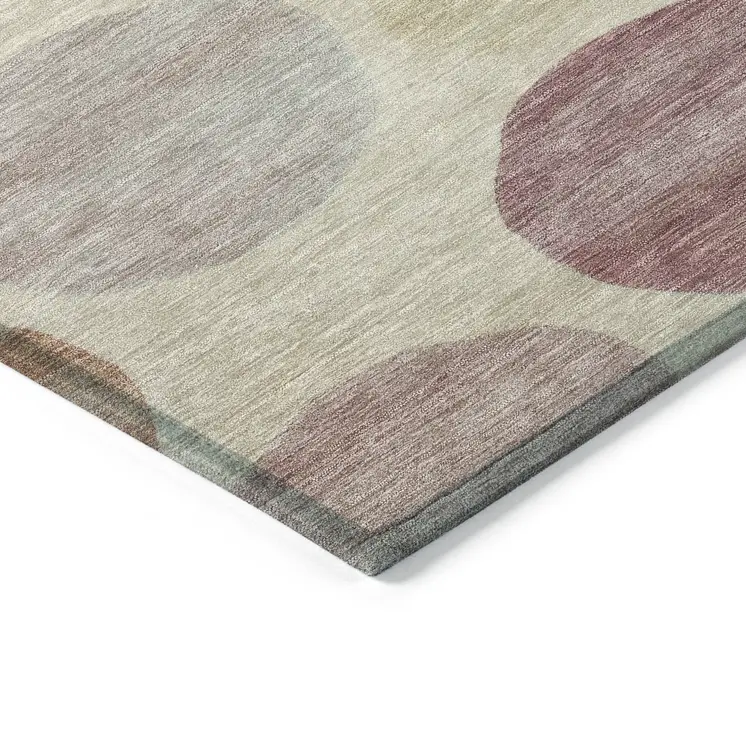5' X 8' Salmon Ivory And Mauve Geometric Washable Indoor Outdoor Area Rug