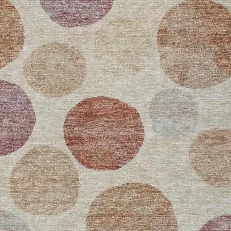 9' X 12' Salmon Ivory And Mauve Geometric Washable Indoor Outdoor Area Rug