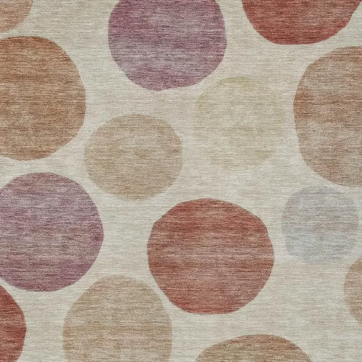 9' X 12' Salmon Ivory And Mauve Geometric Washable Indoor Outdoor Area Rug