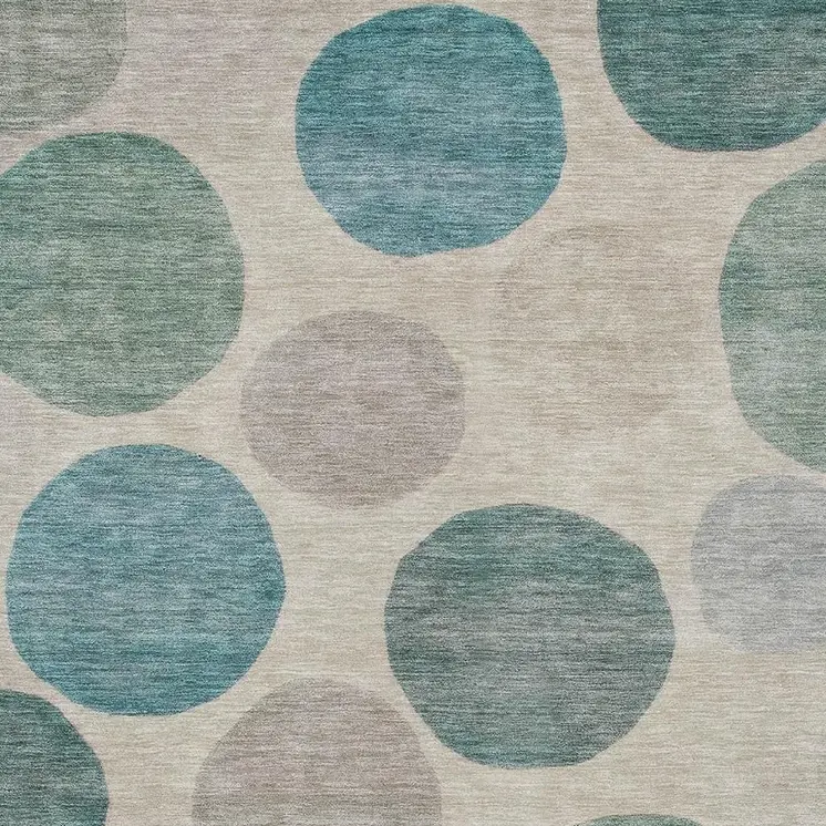 9' X 12' Teal Blue Ivory And Pale Aqua Geometric Washable Indoor Outdoor Area Rug
