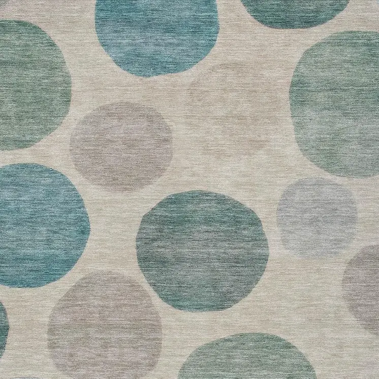 9' X 12' Teal Blue Ivory And Pale Aqua Geometric Washable Indoor Outdoor Area Rug