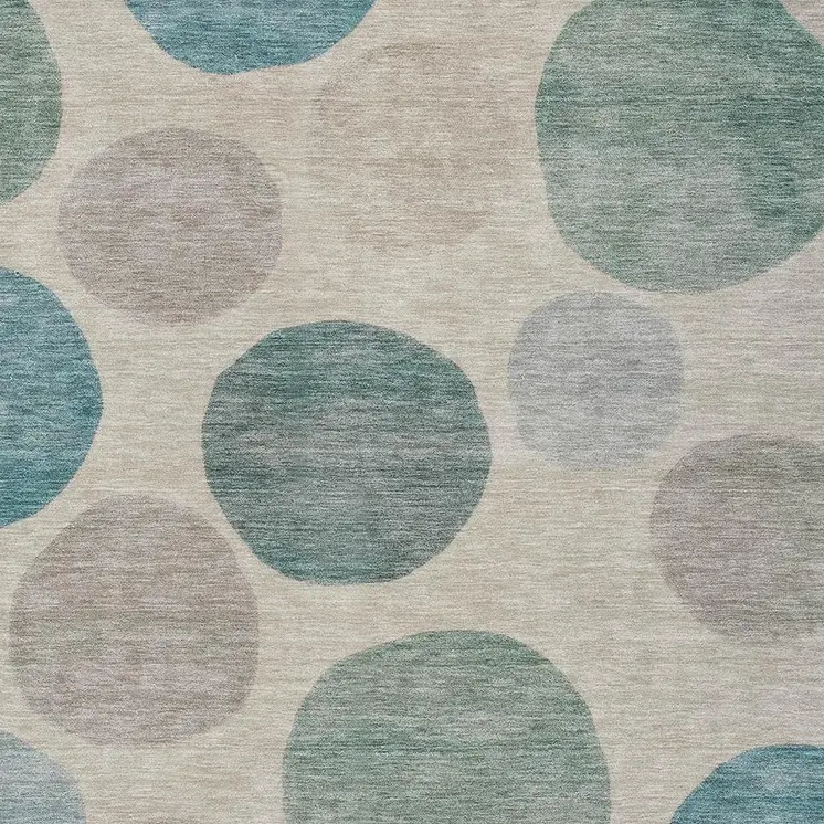10' X 14' Teal Blue Ivory And Pale Aqua Geometric Washable Indoor Outdoor Area Rug