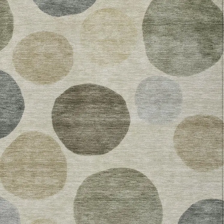 3' X 5' Taupe Beige And Ivory Geometric Washable Indoor Outdoor Area Rug