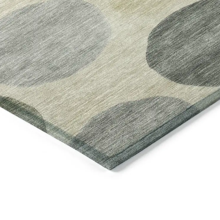 3' X 5' Taupe Beige And Ivory Geometric Washable Indoor Outdoor Area Rug