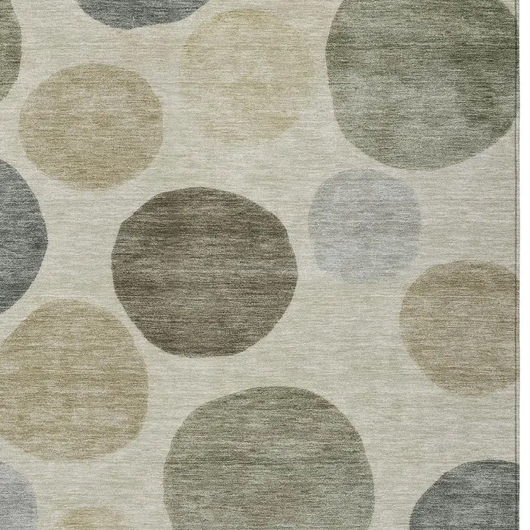5' X 8' Taupe Beige And Ivory Geometric Washable Indoor Outdoor Area Rug
