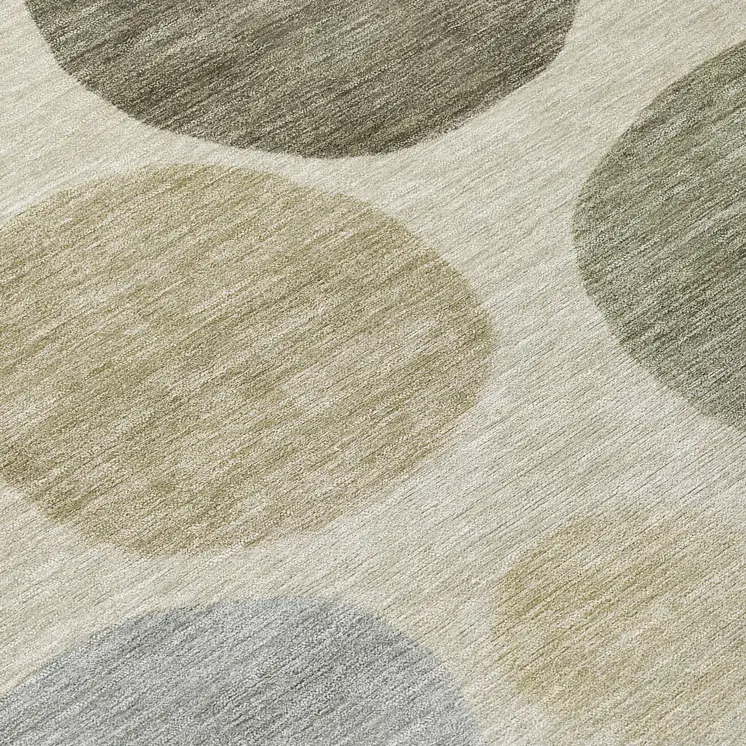 8' Taupe Beige And Ivory Round Geometric Washable Indoor Outdoor Area Rug