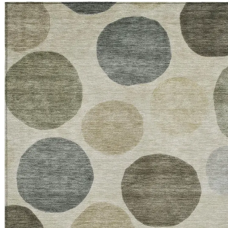 8' X 10' Taupe Beige And Ivory Geometric Washable Indoor Outdoor Area Rug