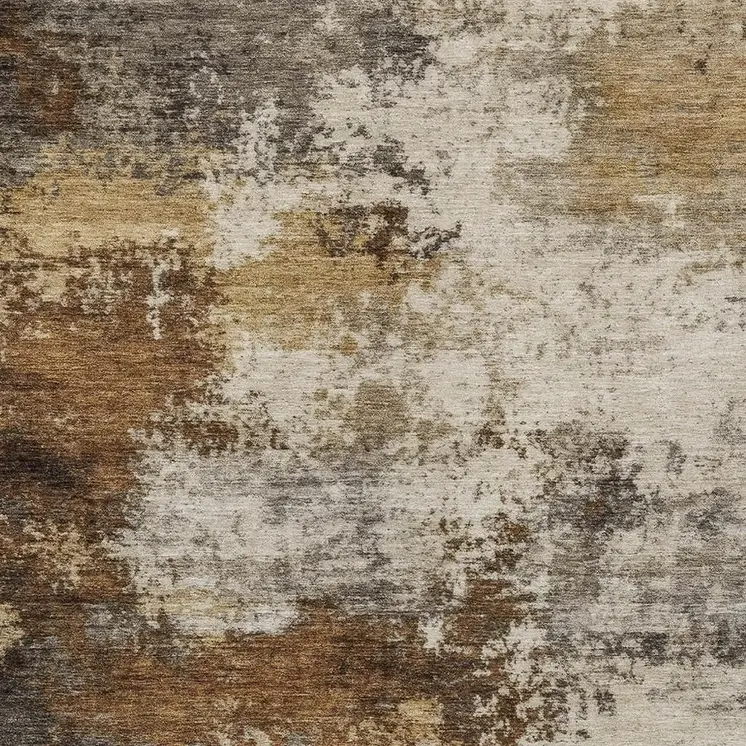 9' X 12' Brown And Beige Abstract Washable Indoor Outdoor Area Rug