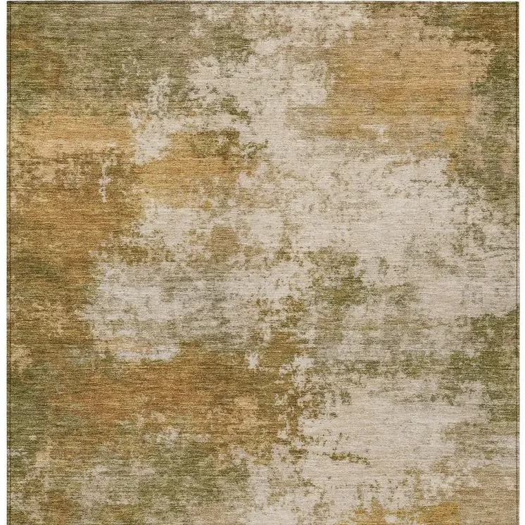 8' X 10' Copper And Ivory Abstract Washable Indoor Outdoor Area Rug