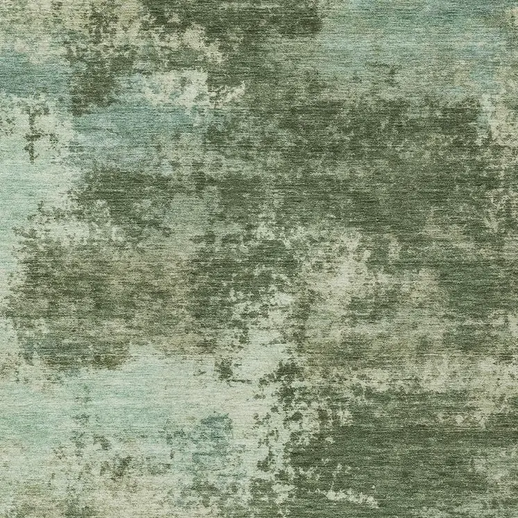 10' X 14' Artichoke Green And Pale Aqua Abstract Washable Indoor Outdoor Area Rug