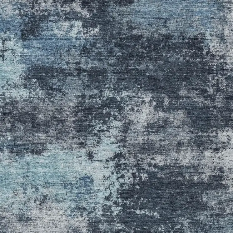 8' X 10' Blue And Ivory Abstract Washable Indoor Outdoor Area Rug