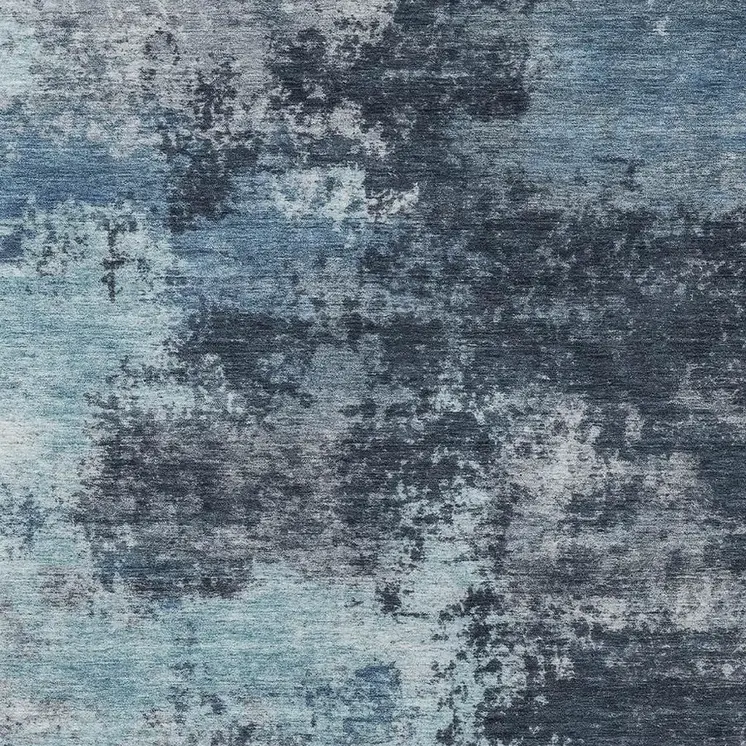 8' X 10' Blue And Ivory Abstract Washable Indoor Outdoor Area Rug