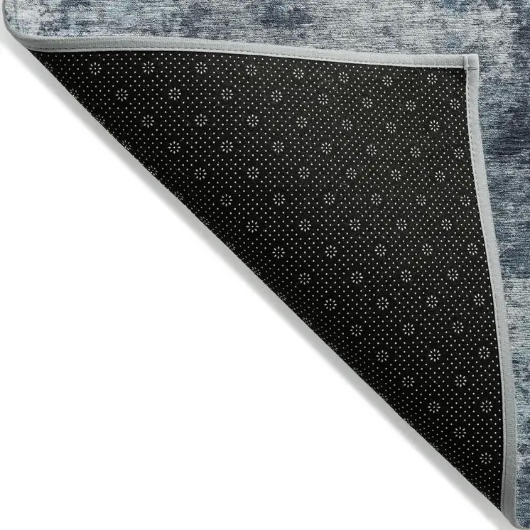 8' X 10' Blue And Ivory Abstract Washable Indoor Outdoor Area Rug