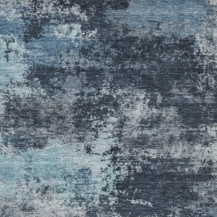9' X 12' Blue And Ivory Abstract Washable Indoor Outdoor Area Rug