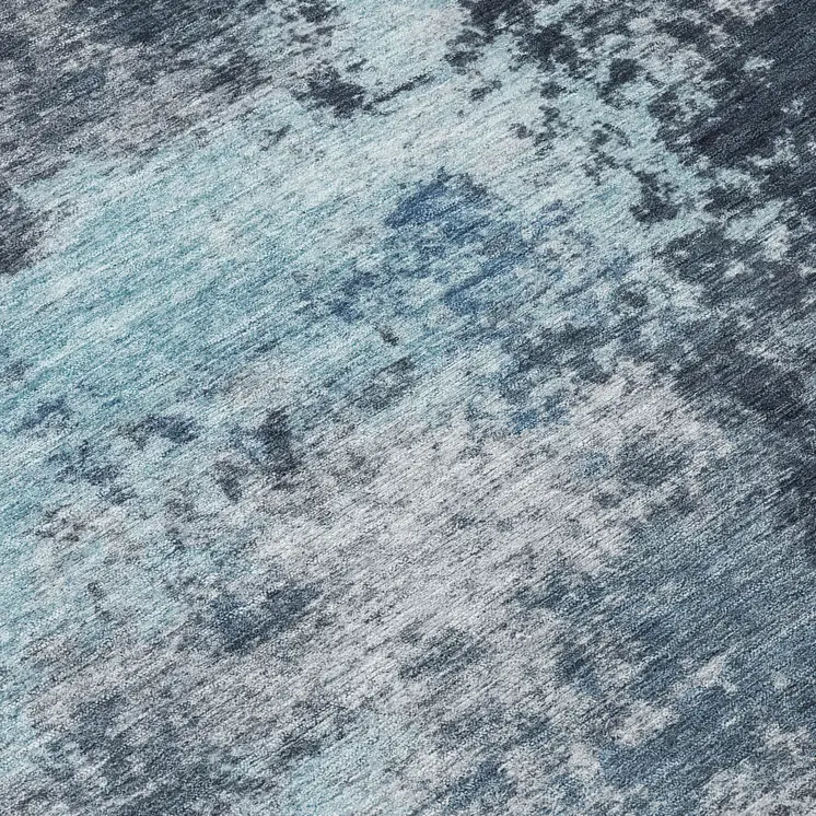 10' X 14' Blue And Ivory Abstract Washable Indoor Outdoor Area Rug