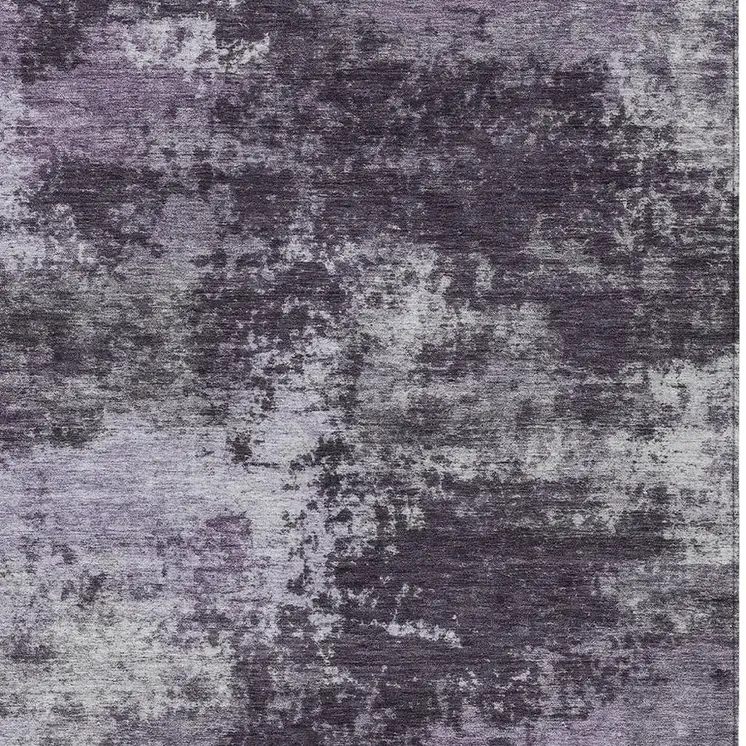 3' X 5' Purple And Ivory Abstract Washable Indoor Outdoor Area Rug
