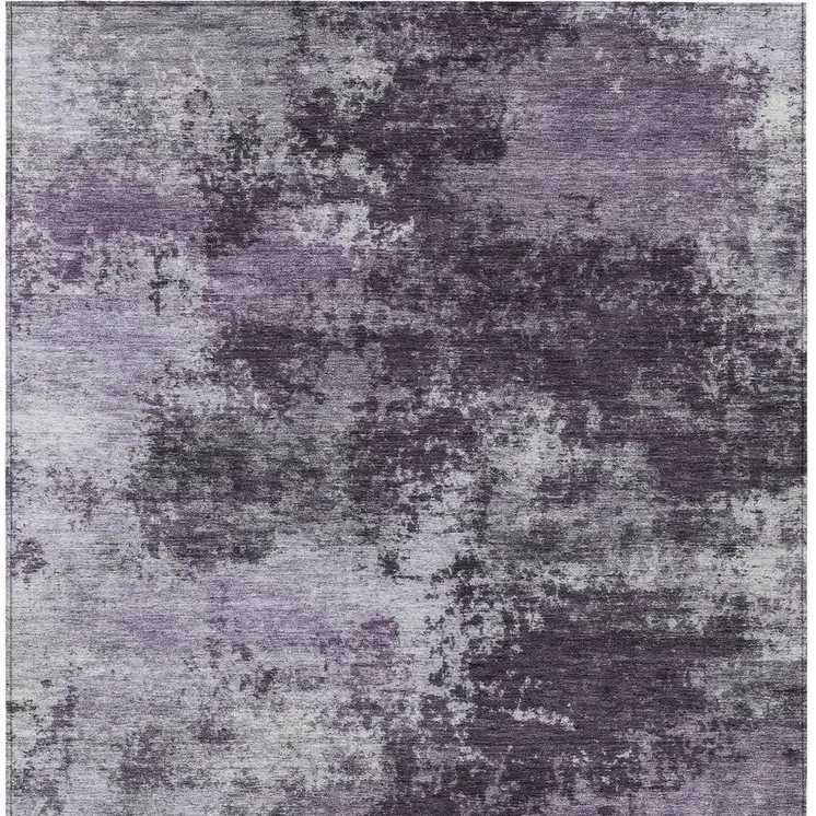 3' X 5' Purple And Ivory Abstract Washable Indoor Outdoor Area Rug