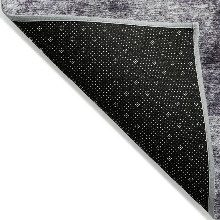 3' X 5' Purple And Ivory Abstract Washable Indoor Outdoor Area Rug