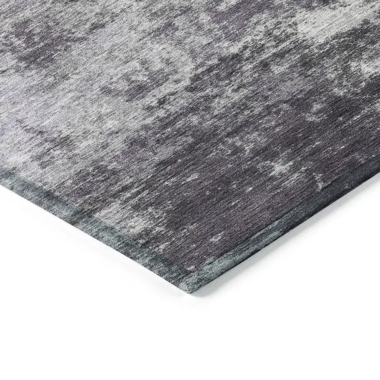 3' X 5' Purple And Ivory Abstract Washable Indoor Outdoor Area Rug