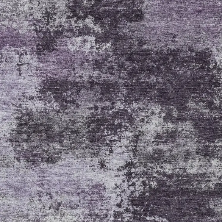 9' X 12' Purple And Ivory Abstract Washable Indoor Outdoor Area Rug