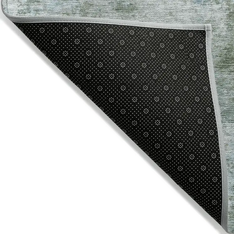 5' X 8' Sage And Denim Blue Abstract Washable Indoor Outdoor Area Rug