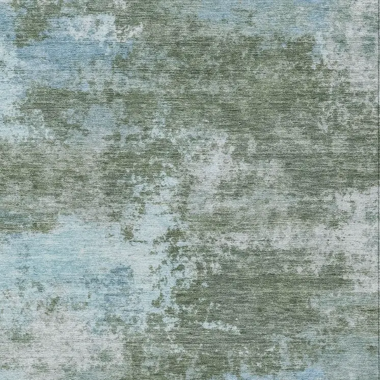 8' X 10' Sage And Denim Blue Abstract Washable Indoor Outdoor Area Rug