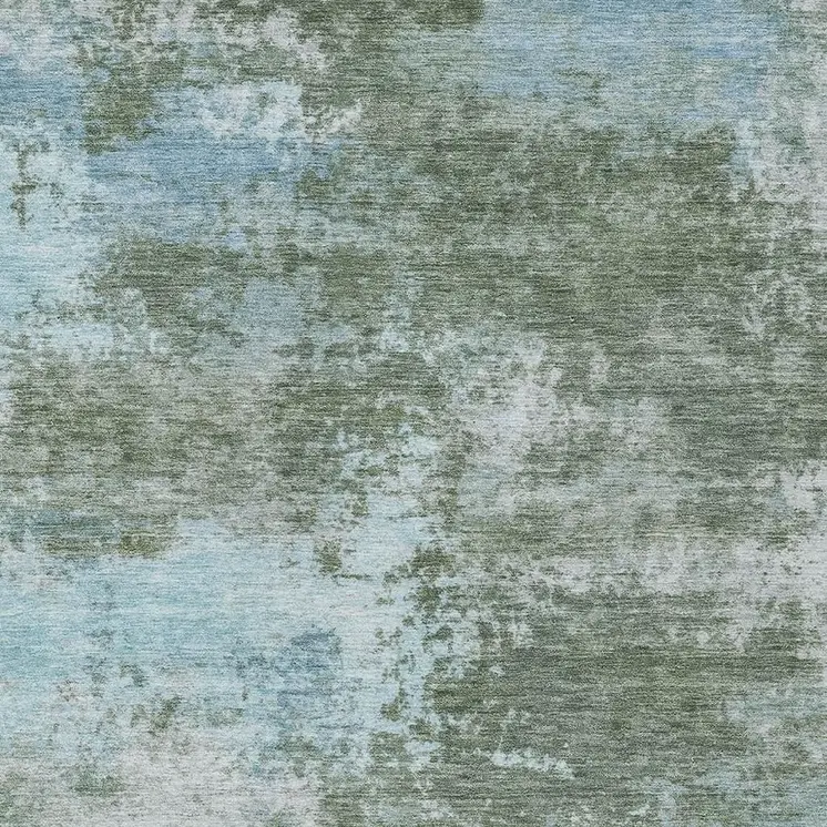 8' X 10' Sage And Denim Blue Abstract Washable Indoor Outdoor Area Rug