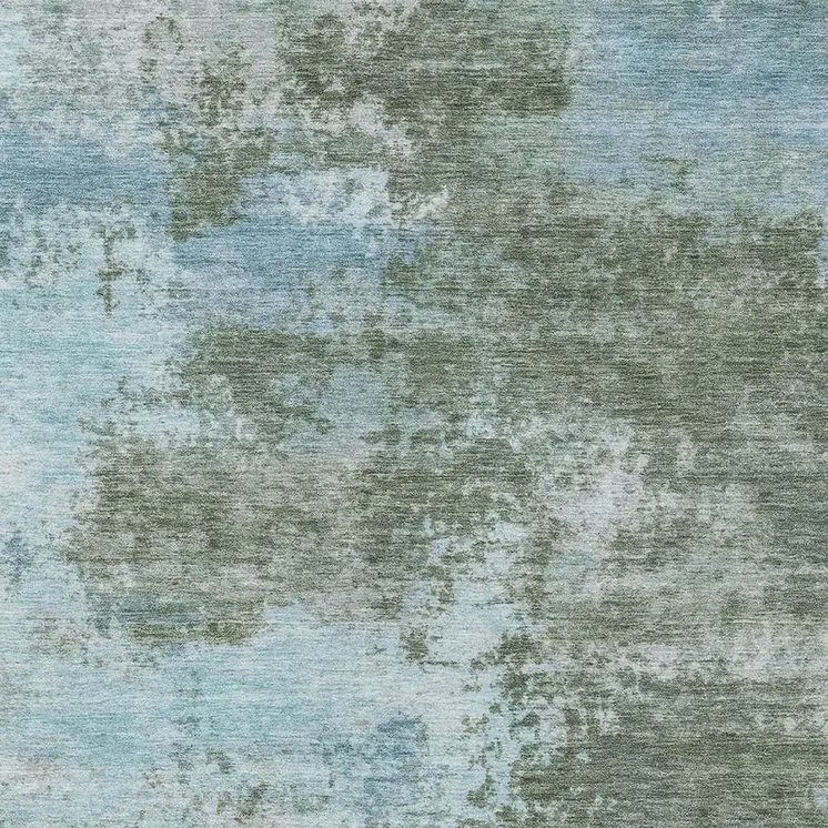 8' X 10' Sage And Denim Blue Abstract Washable Indoor Outdoor Area Rug