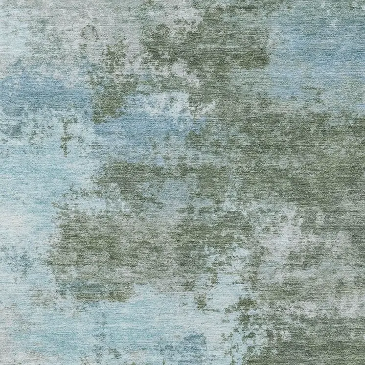 8' X 10' Sage And Denim Blue Abstract Washable Indoor Outdoor Area Rug