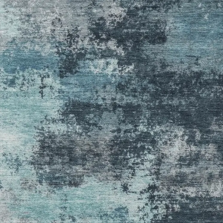 3' X 5' Teal Blue And Navy Blue Abstract Washable Indoor Outdoor Area Rug