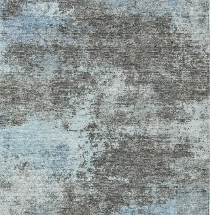 5' X 8' Taupe And Sky Blue Abstract Washable Indoor Outdoor Area Rug