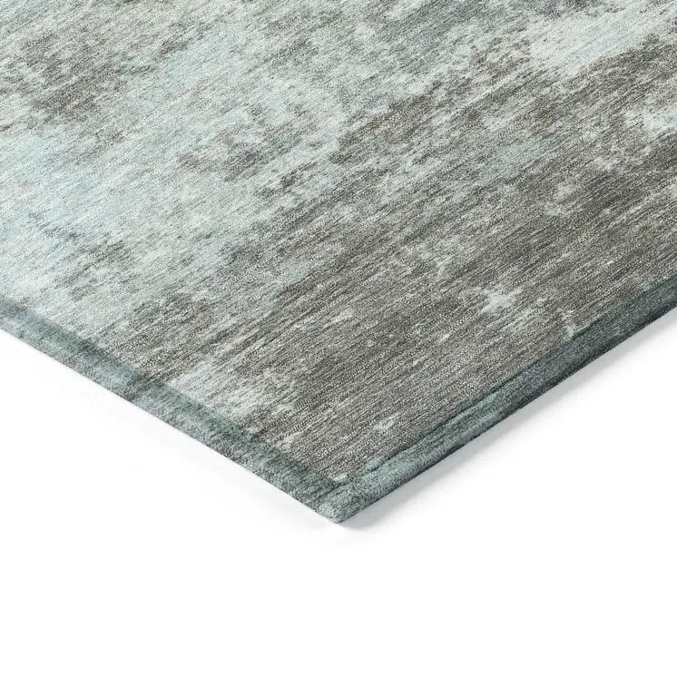 5' X 8' Taupe And Sky Blue Abstract Washable Indoor Outdoor Area Rug