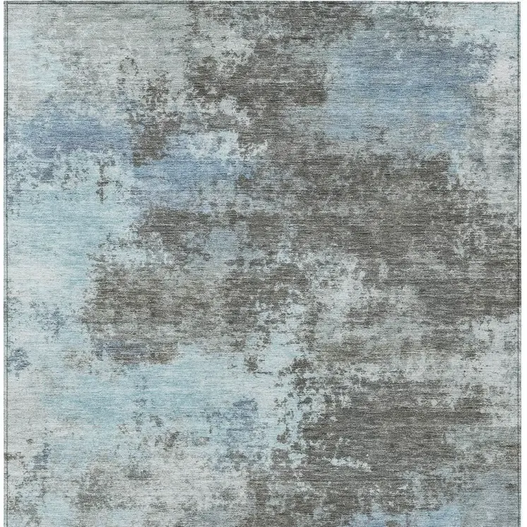 10' X 14' Taupe And Sky Blue Abstract Washable Indoor Outdoor Area Rug