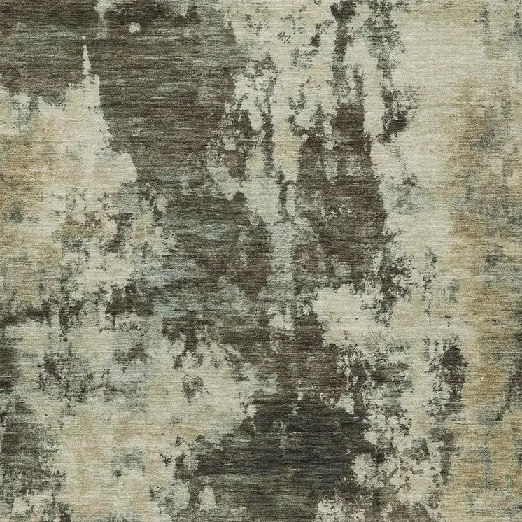 3' X 5' Brown And Beige Abstract Washable Indoor Outdoor Area Rug