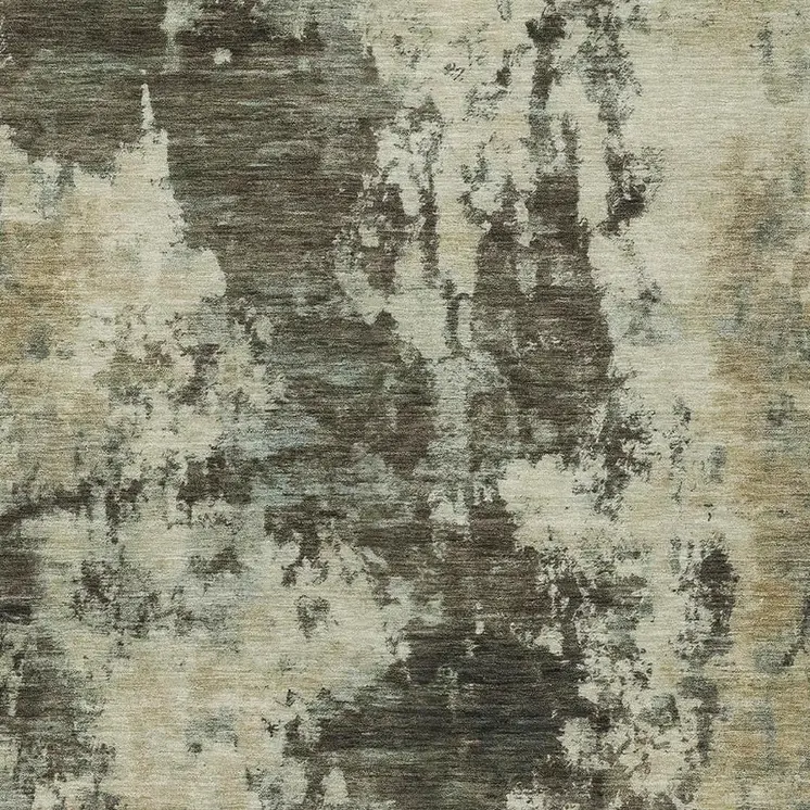 5' X 8' Brown And Beige Abstract Washable Indoor Outdoor Area Rug