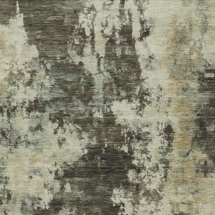 5' X 8' Brown And Beige Abstract Washable Indoor Outdoor Area Rug